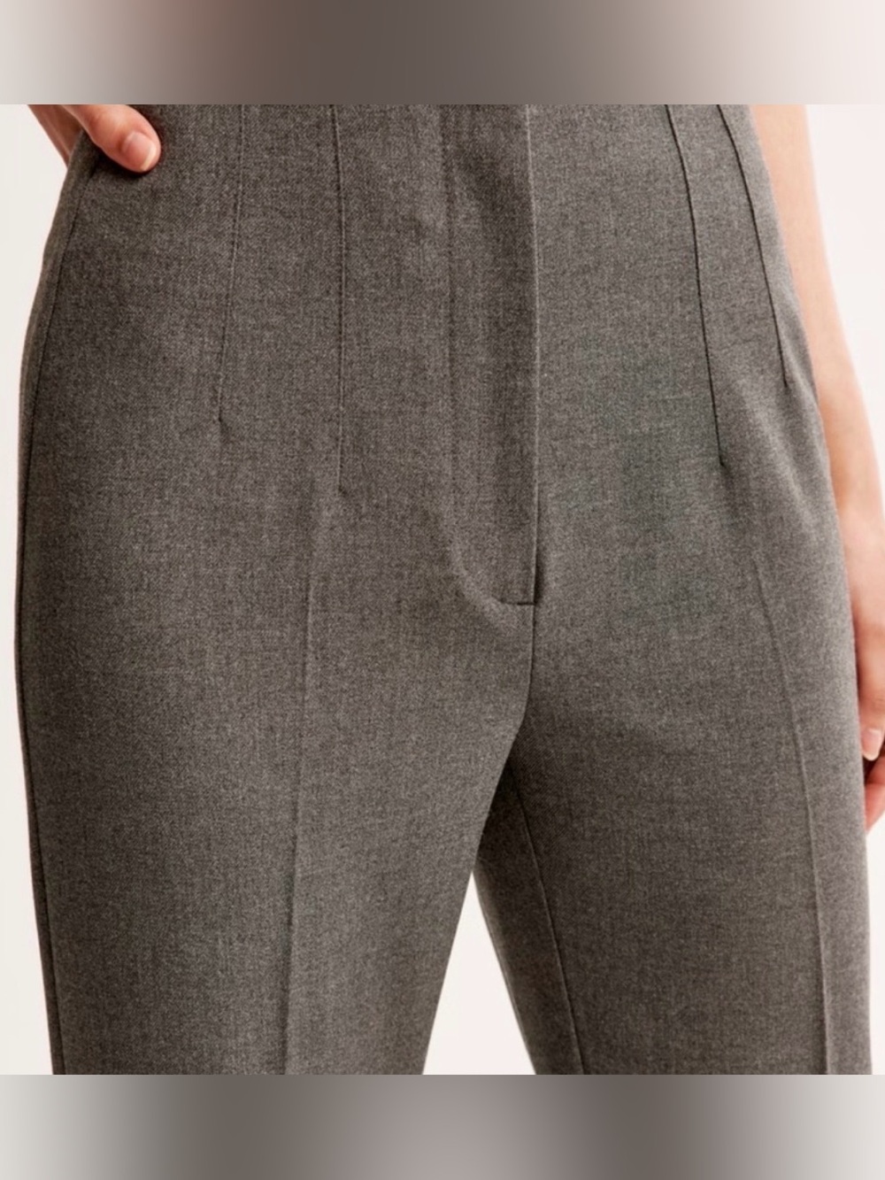 Abercrombie High-Rise Slim Straight Tailored Pants in Charcoal Gray - size 32 - Picture 2 of 7